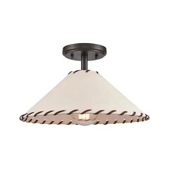 allen + roth Sevierville 1-Light 14-in Bronze Semi-Flush mount light - $55