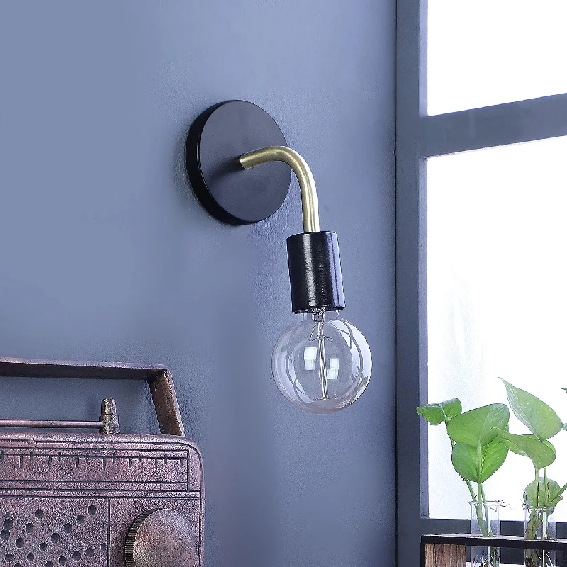 Brass Black Metal Wall Light by SS Lightings