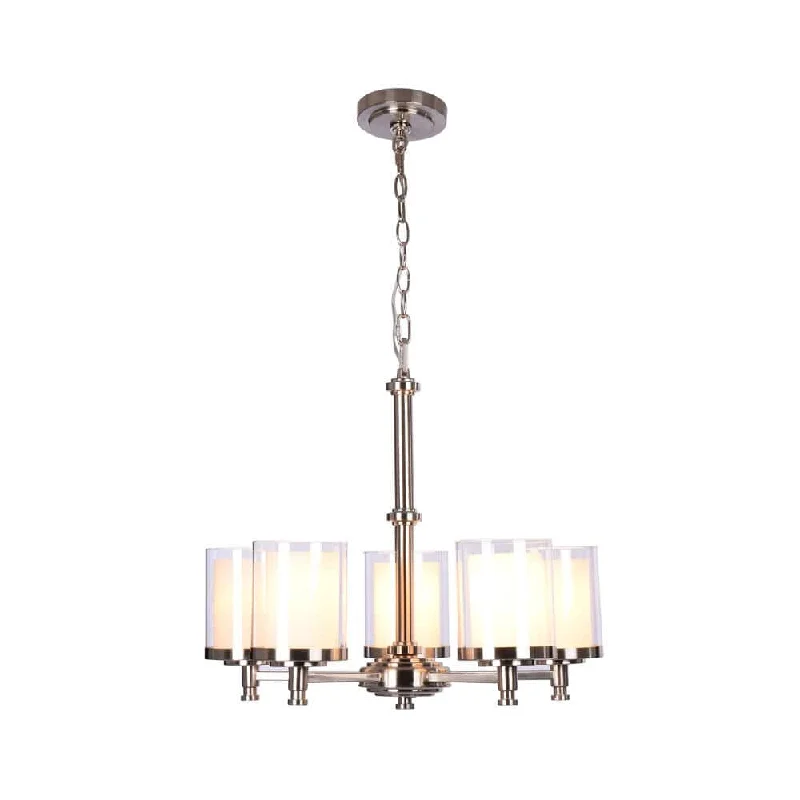 Burbank 5-Light 22 in. Brushed Nickel Hanging Candlestick Chandelier  - $125