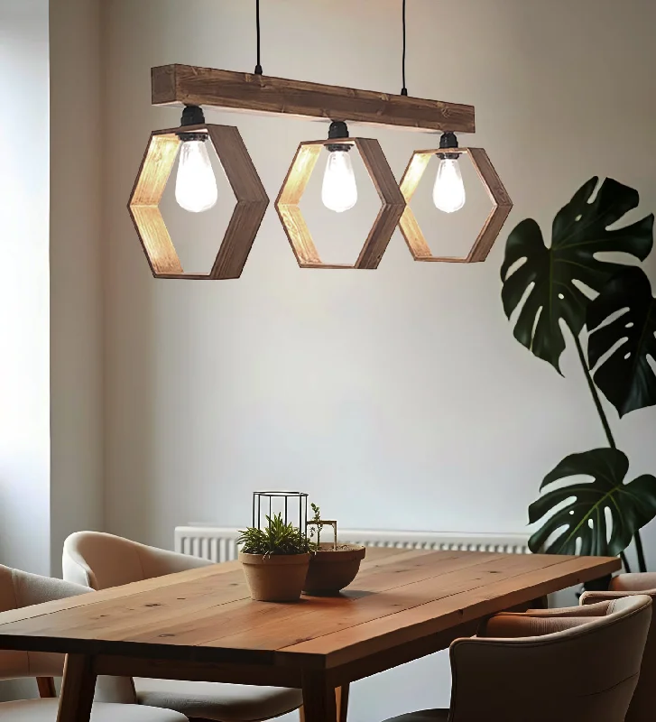 Hexagram Brown 3 Series Hanging Lamp (BULB NOT INCLUDED)