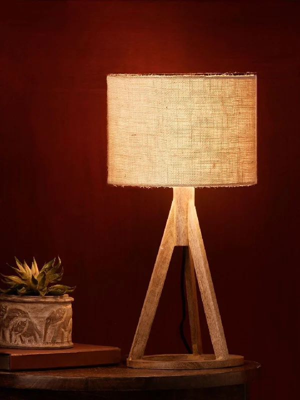 Jute White Trio Wooden Lamp