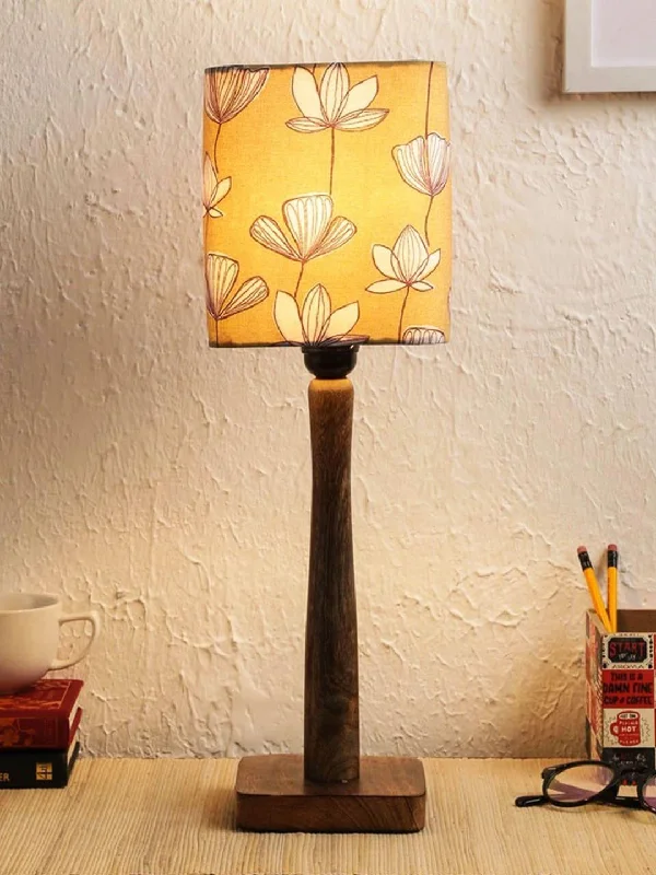 Mustard Flora Wooden Lamp