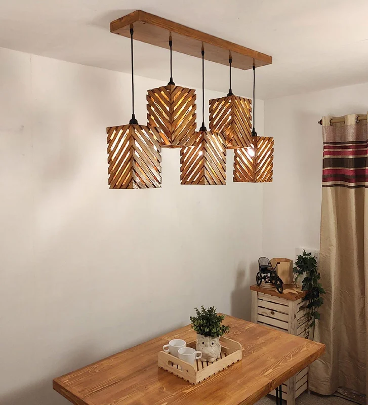 Oblique Brown 5 Series Hanging Lamp (BULB NOT INCLUDED)