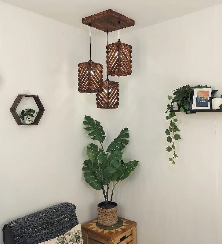 Oblique Brown Cluster Hanging Lamp (BULB NOT INCLUDED)