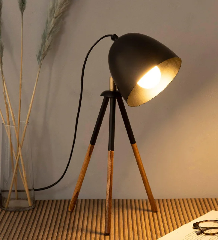 Teak Bud Desk Lamp Black