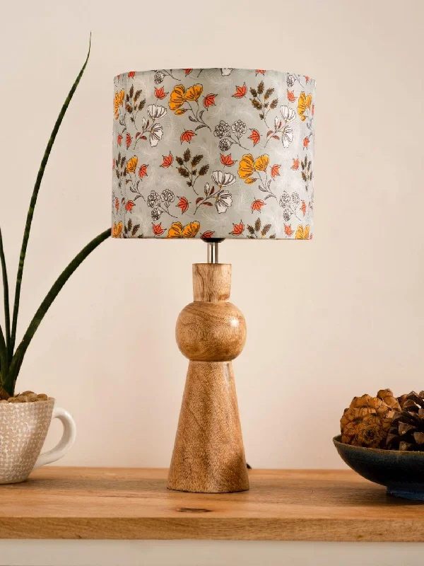 Wooden Skirt Lamp with Multicolor Gardenia Shade