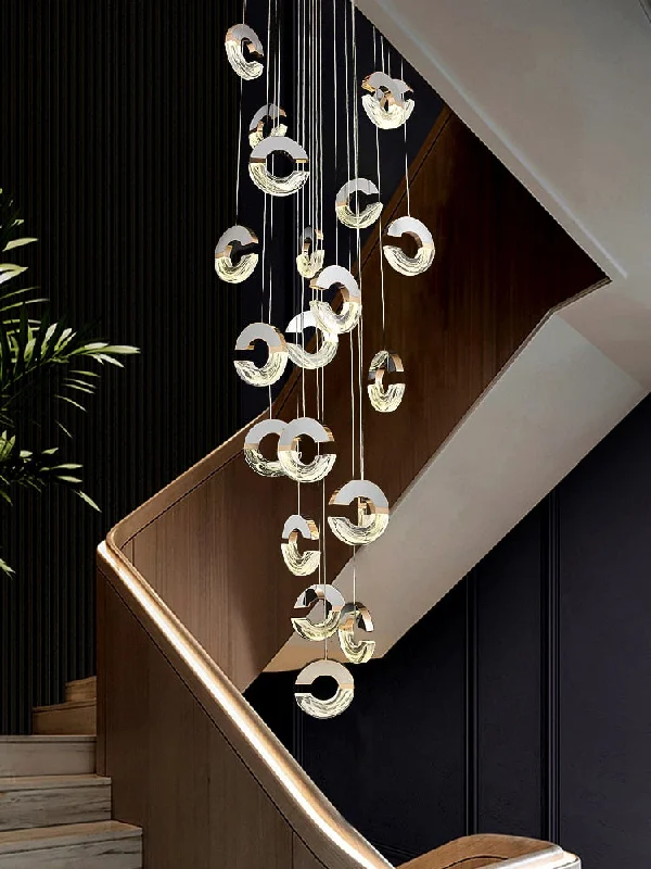 C-shaped Crystal Chandelier: Elegant Lighting Fixture