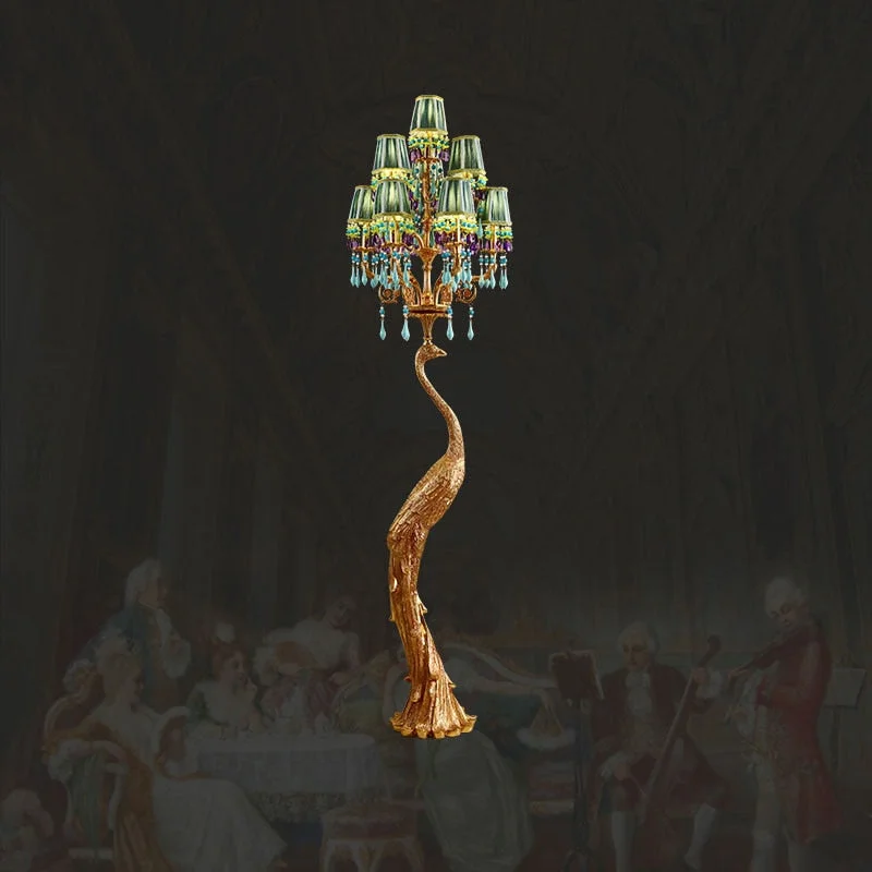 French Rococo Peacock Floor Lamp - Elegant Lighting