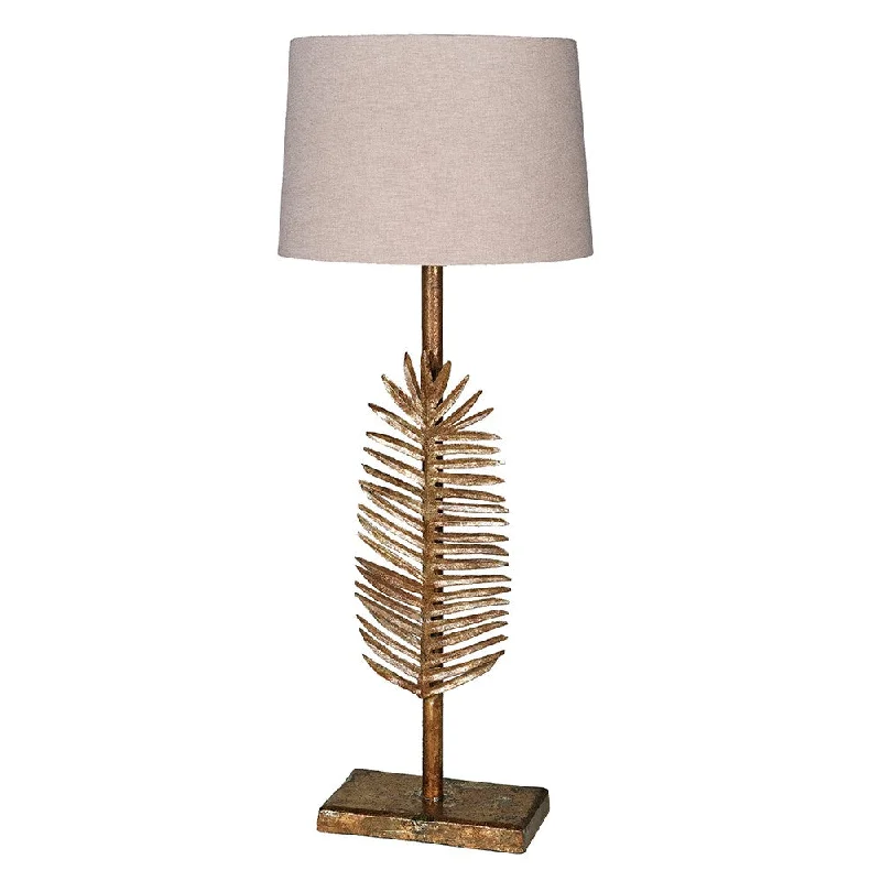 Large Gold Palm Lamp with Shade