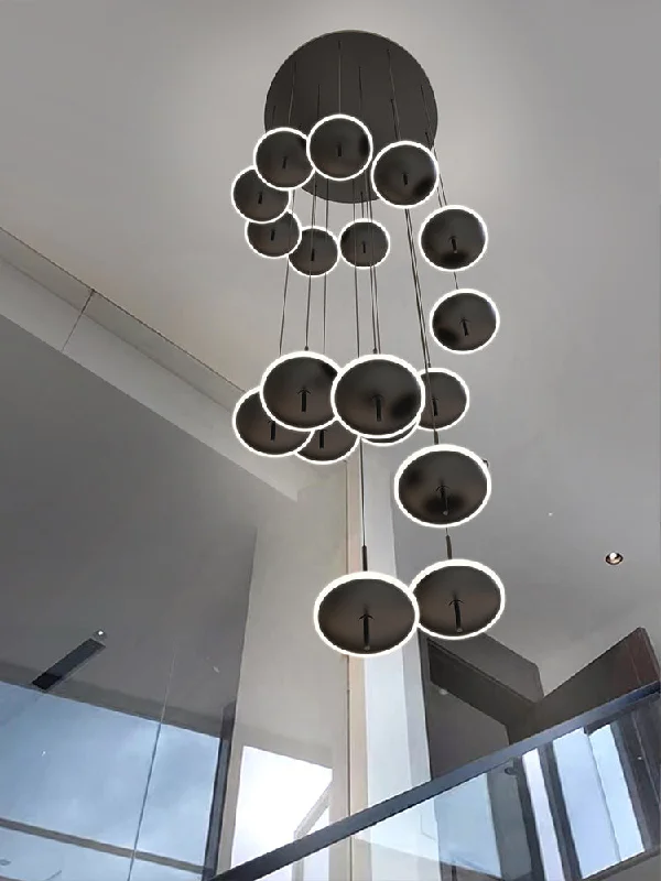 Rings LED Plate Staircase Chandelier