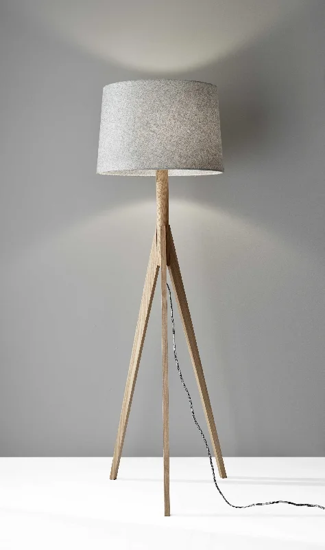 59" Tripod Floor Lamp With Brown Drum Shade