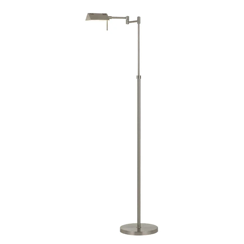 61" Nickel Adjustable Swing Arm Floor Lamp