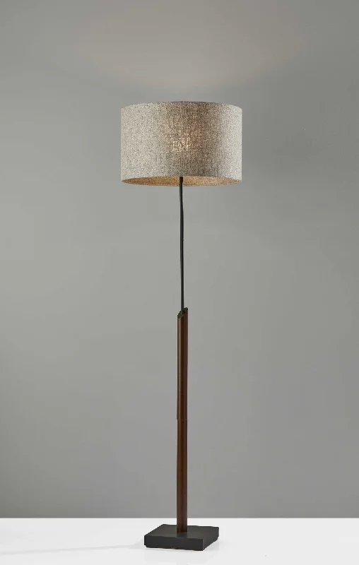 63" Black Traditional Shaped Floor Lamp With Beige Drum Shade