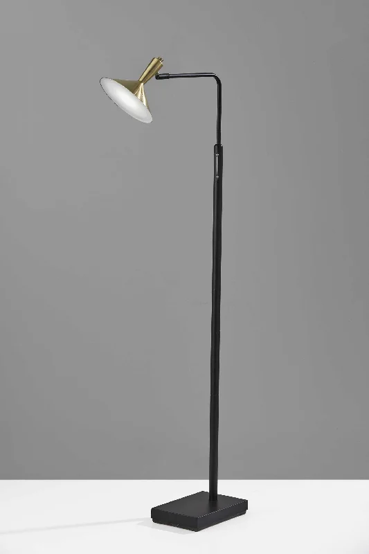 Adjustable Brass Spotlight Led Floor Lamp In Black Metal