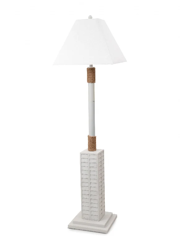 63" White Floor Lamp With White Linen Shade