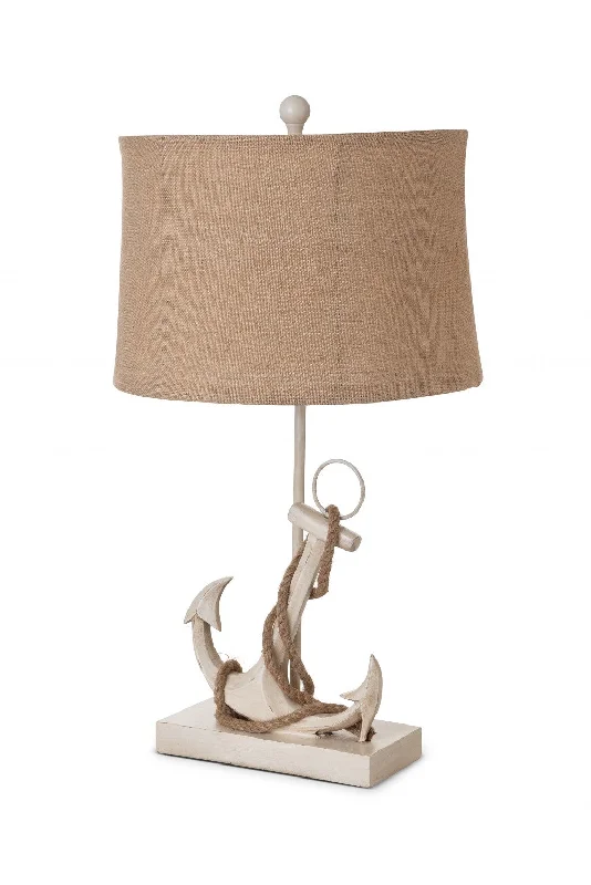 Set of Two Tan and White Anchor Table Lamps