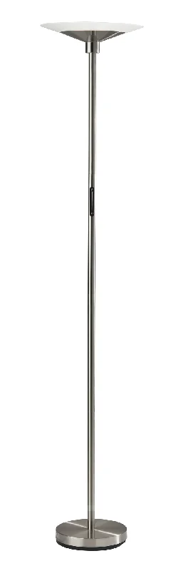 71" Steel Led Torchiere Floor Lamp With White Solid Color Cone Shade