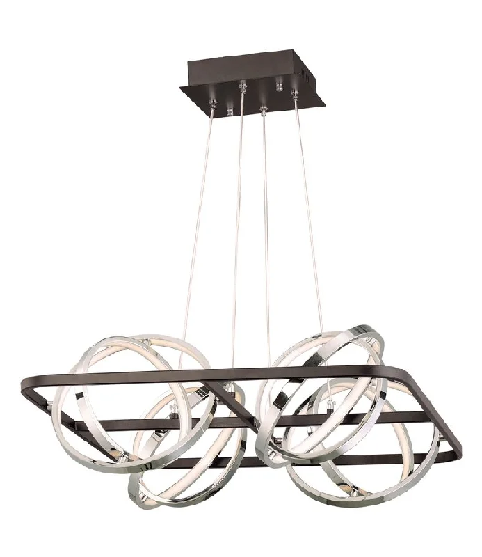 Gyro II 27" 8 Light Single Pendant in Black and Polished Chrome