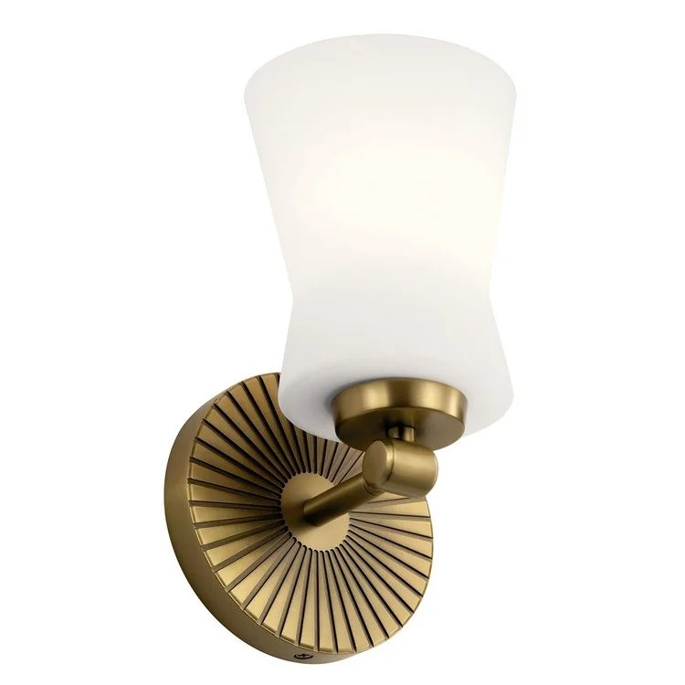 Sconce Brianne 1 Lamp Brushed Natural Brass Glass or Shade Satin Etched Cased