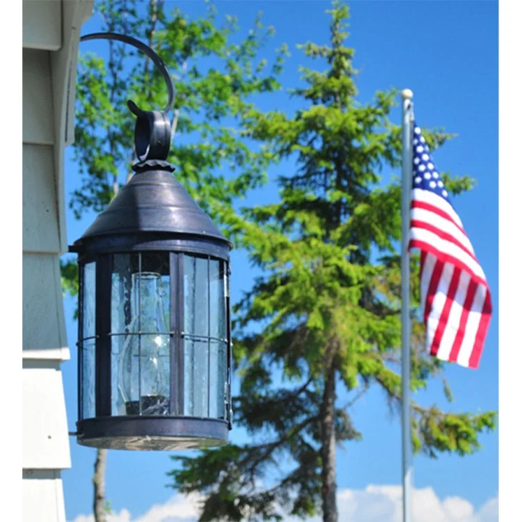 Heal Single-Light Outdoor Cone-Top Wall Lantern with Top Scroll and Chimney Glass