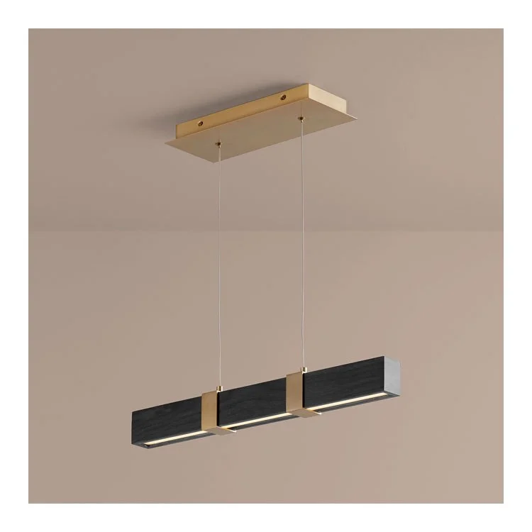 Decca Single-Light 24" Linear Pendant - Aged Brass/Black Oak