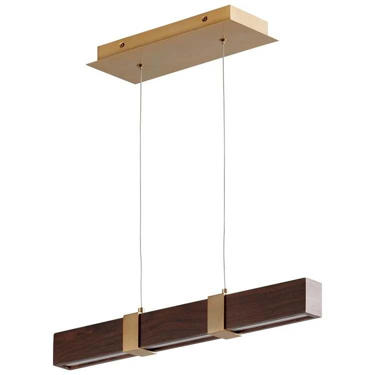 Decca Single-Light 24" Linear Pendant - Aged Brass/Walnut