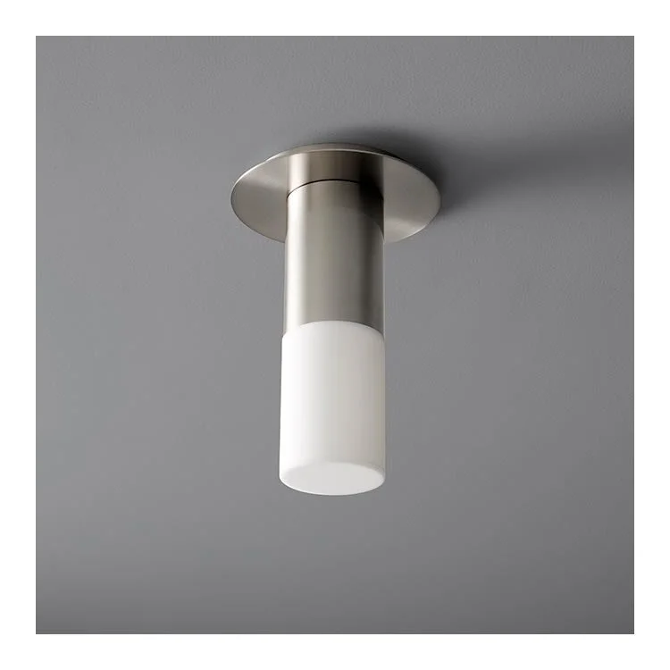 Pilar Single-Light Small LED Flush Mount Ceiling Fixture with Acrylic Shade - Satin Nickel