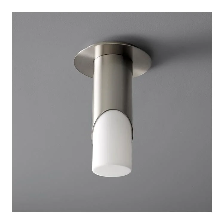 Ellipse Single-Light Small Flush Mount Ceiling Fixture with Acrylic Shade - Satin Nickel