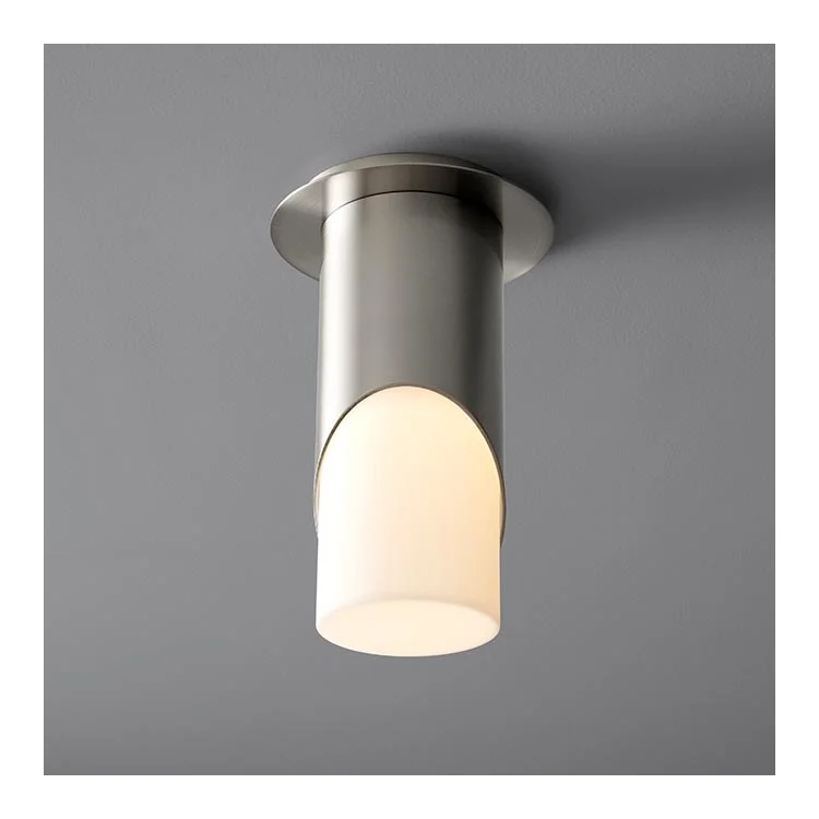 Ellipse Single-Light Large Flush Mount Ceiling Fixture with Acrylic Shade - Satin Nickel