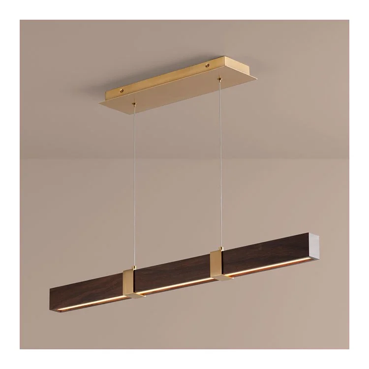 Decca Single-Light 36" Linear Pendant - Aged Brass/Walnut