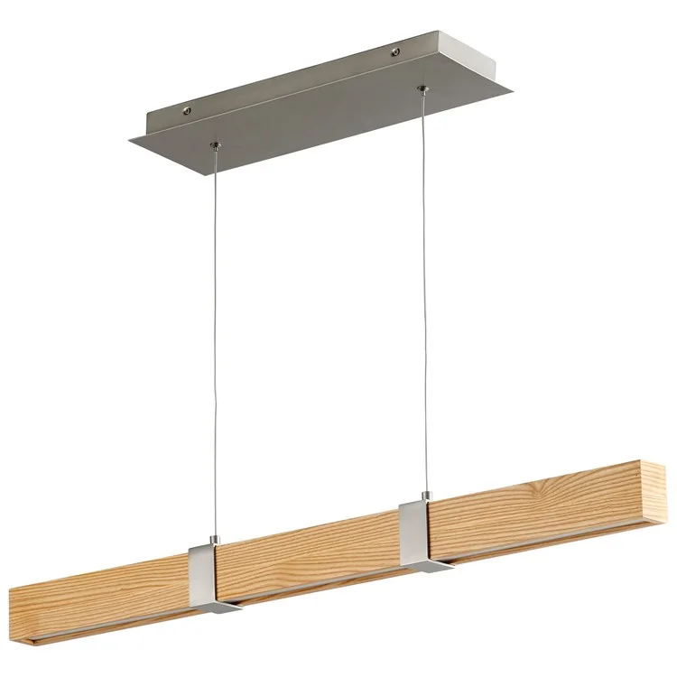 Decca Single-Light 36" Linear Pendant - Satin Nickel/White Oak