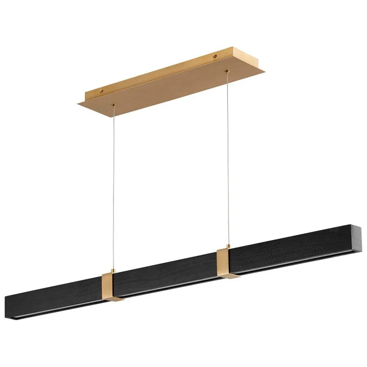 Decca Single-Light 48" Linear Pendant - Aged Brass/Black Oak