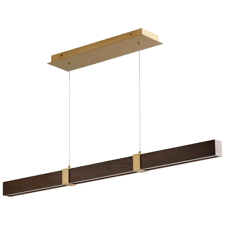 Decca Single-Light 48" Linear Pendant - Aged Brass/Walnut