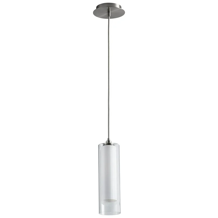 Gratis Single-Light Mini Pendant with Satin Opal Shade - Satin Nickel