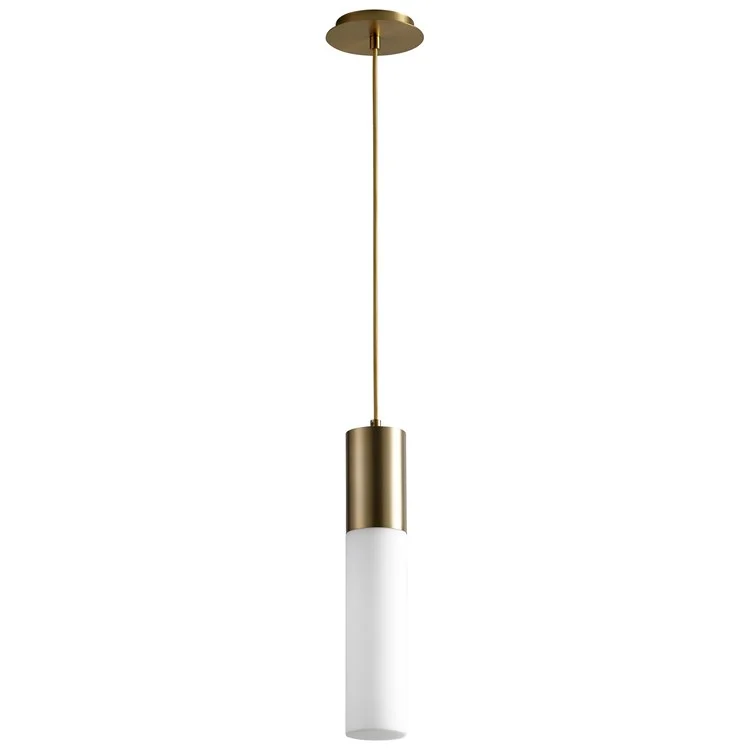 Magnum Single-Light Pendant with Glass Shade - Aged Brass