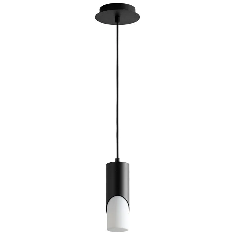 Ellipse Single-Light Short 2.75" Mini Pendant with Glass Shade - Black