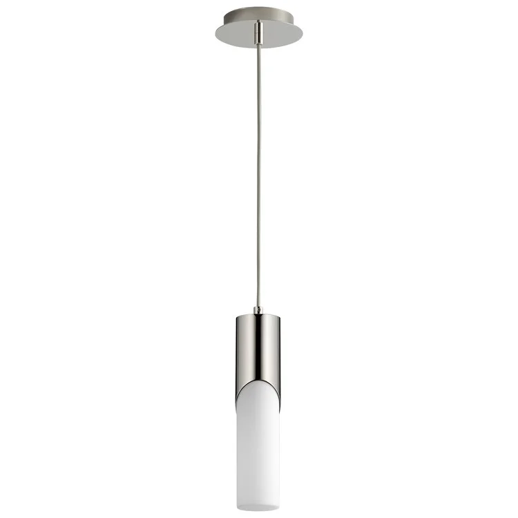 Ellipse Single-Light Tall 2.75" Mini Pendant with Glass Shade - Polished Nickel