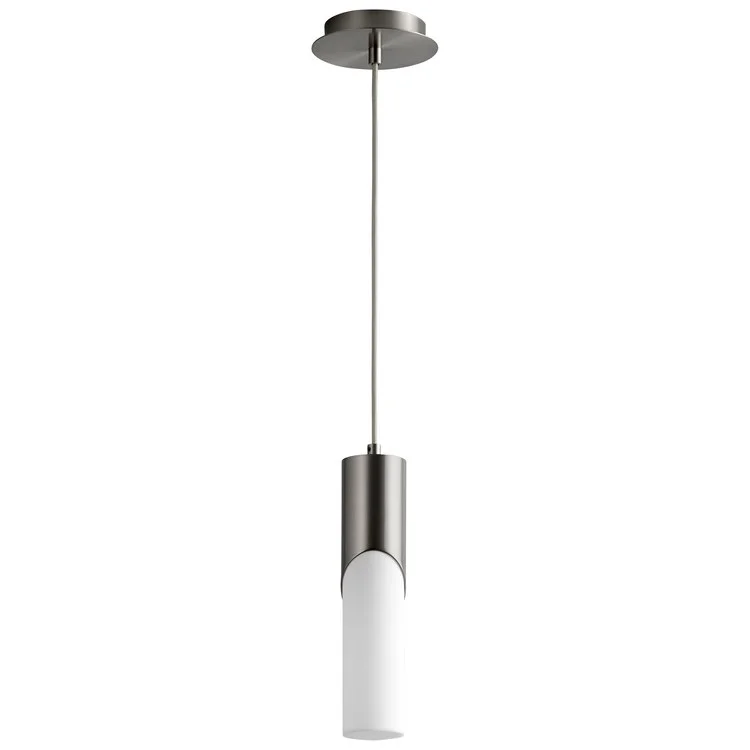 Ellipse Single-Light Tall 2.75" Mini Pendant with Acrylic Shade - Satin Nickel