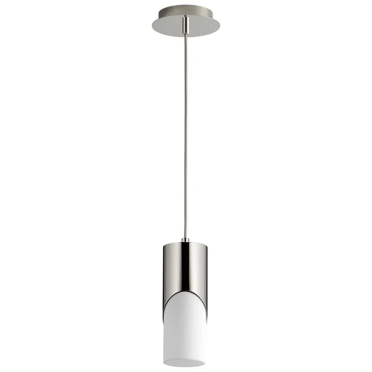 Ellipse Single-Light Short 3.5" Mini Pendant with Acrylic Shade - Polished Nickel