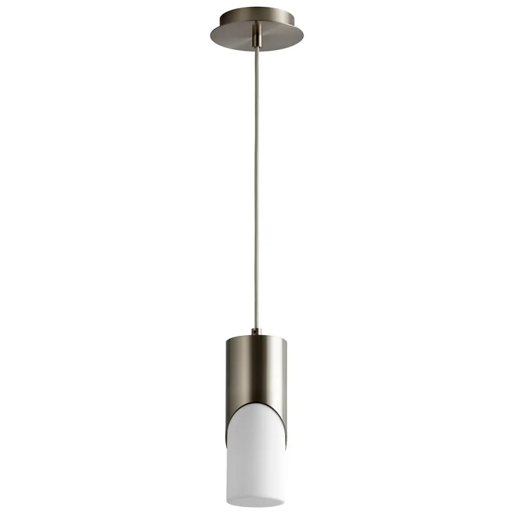 Ellipse Single-Light Short 3.5" Mini Pendant with Acrylic Shade - Satin Nickel