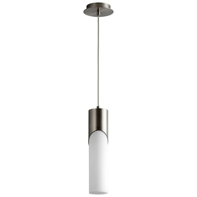 Ellipse Single-Light Tall 3.5" Mini Pendant with Glass Shade - Satin Nickel