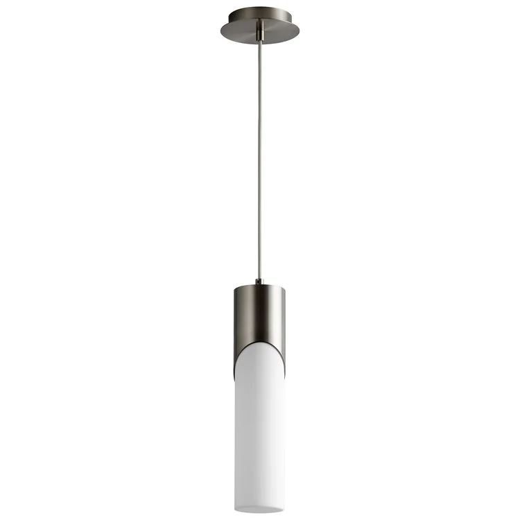 Ellipse Single-Light Tall 3.5" Mini Pendant with Acrylic Shade - Satin Nickel