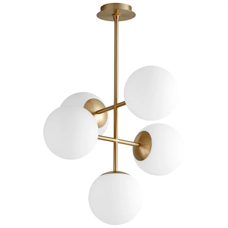 Nebula Five-Light 8" LED Pendant - Aged Brass