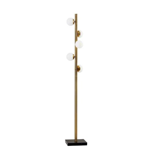 Swirled Sphere Brass Metal Led Floor Lamp