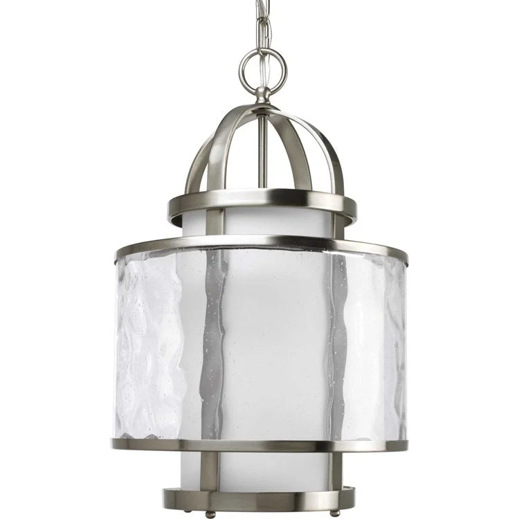 Ceiling Light Bay Court Foyer 1 Lamp Brushed Nickel Glass or Shade Distressed Clear 100 Watt