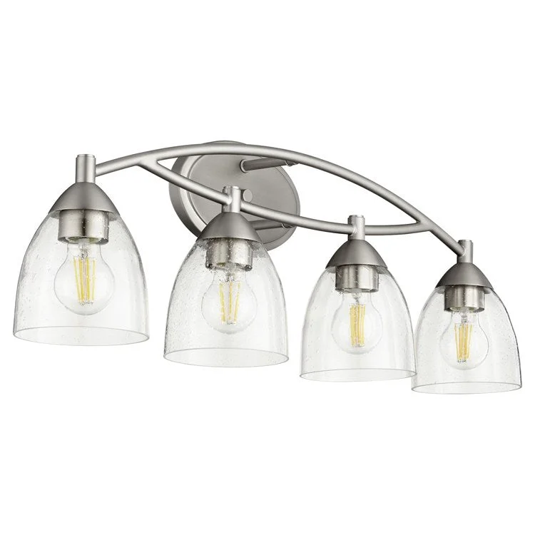 Barkley Four-Light Bathroom Vanity Fixture with Clear Seeded Glass Shades