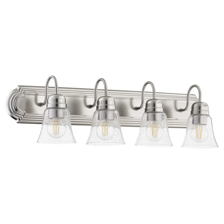 Traditional Four-Light Bathroom Vanity Fixture with Clear Seeded Glass Shades